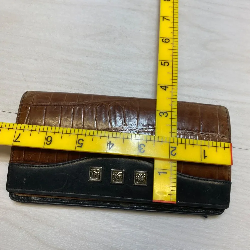Vintage Brighton Two Toned Brown Black Leather‎ Wallet Billfold Trifold